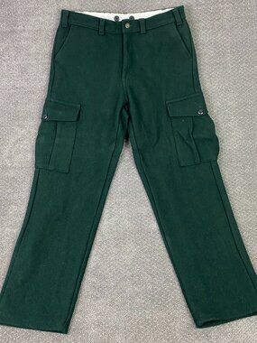 Big Bill Heavy Wool Pants Mens 36x33 (Fits 35x32) Green Cargo Hunting Vintage